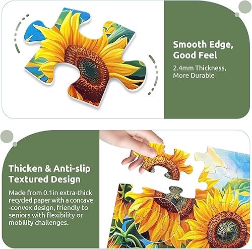 Miniatura 4 de Paquete de 6 rompecabezas de 36 piezas grandes para personas mayores, productos de demencia y Alzheimer, actividades para adultos mayores,