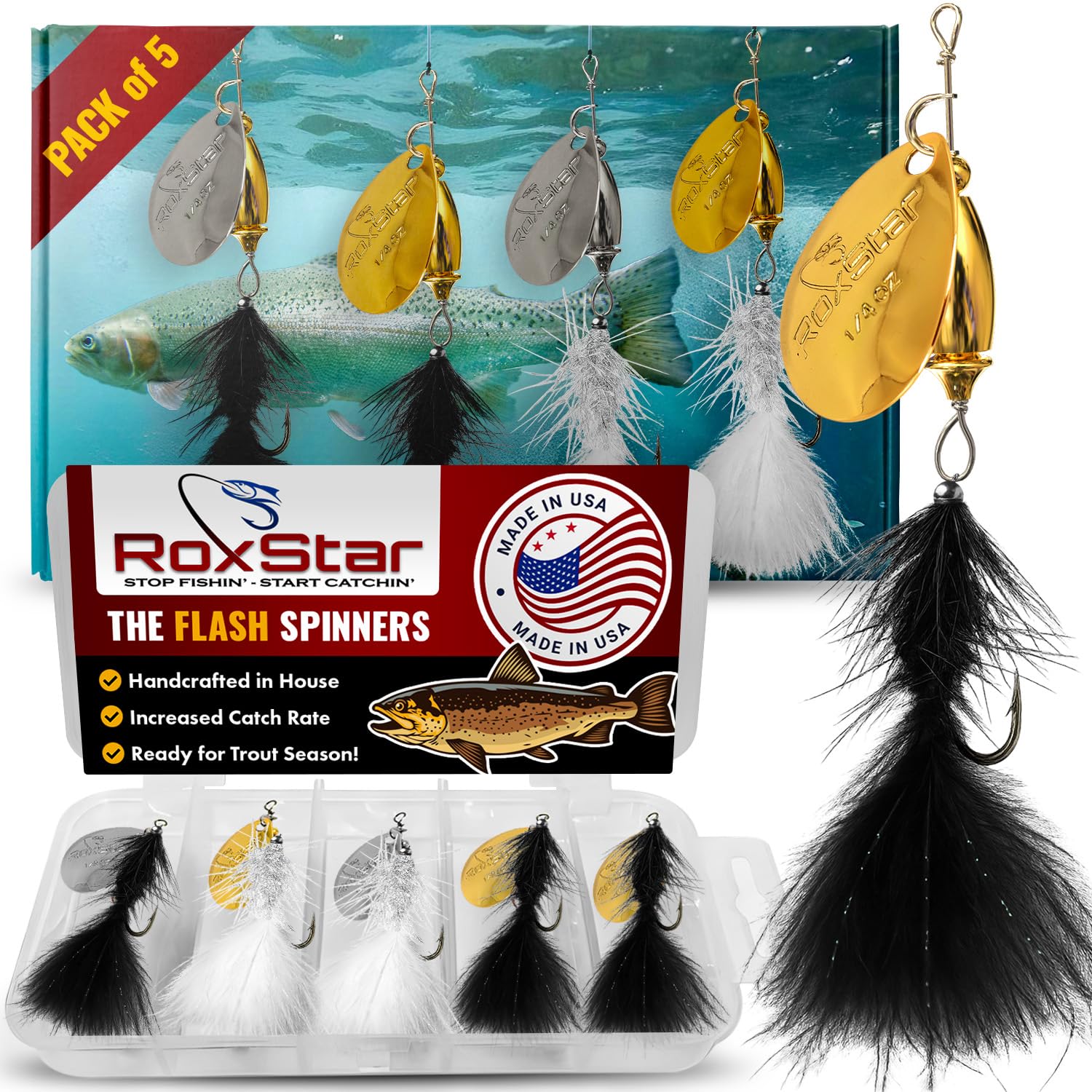 RoxStar Fly Strikers New Flash-Buggerz Series | We Perfected The in-Line Spinner | Hand-Made in The USA | Most Versatile Fishing Spinner for Trout, Bass, Pike, Panfish!