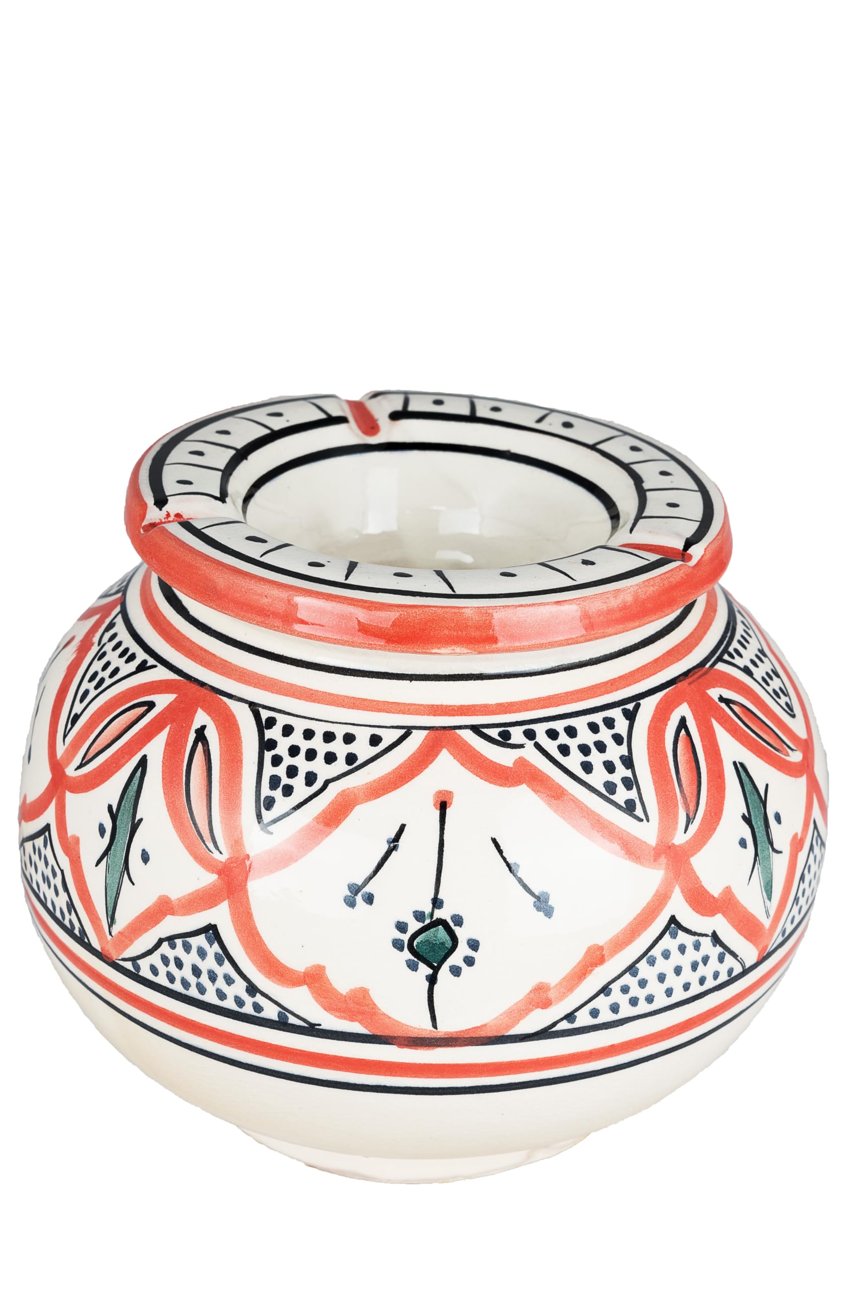Orientalna popielniczka do użytku na zewnątrz z pokrywką Amiya – XL kolorowa 20 cm wielkości | marokańska popielniczka z ceramiki kolorowa z kolorowym zdobieniem | popielniczka sztormowa jako naczynia i dekoracja
