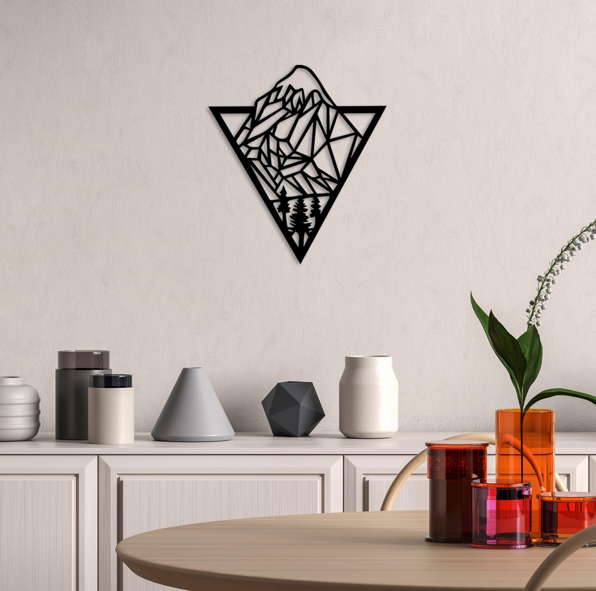Stylish Black Decorative Metal Wall Accessory, 51 x 57 cm, 100% Metal, 1.5 mm Thickness, Lightweight & Modern Design for Home Decor