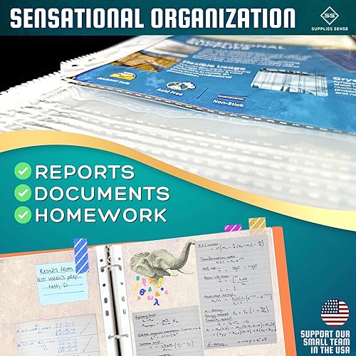 Miniatura 6 de Protectores de hojas para carpeta de 3 anillas, paquete de 50 protectores de páginas transparentes de alta calidad de 8.5 x 11 pulgadas, fundas de