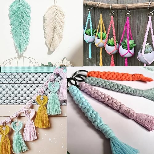 Miniatura 61 de JijAcraft Cordón de macramé de 0.118 in x 328 pies, cuerda de algodón para tejer, ganchos de plantas, colgar en la pared, suministros