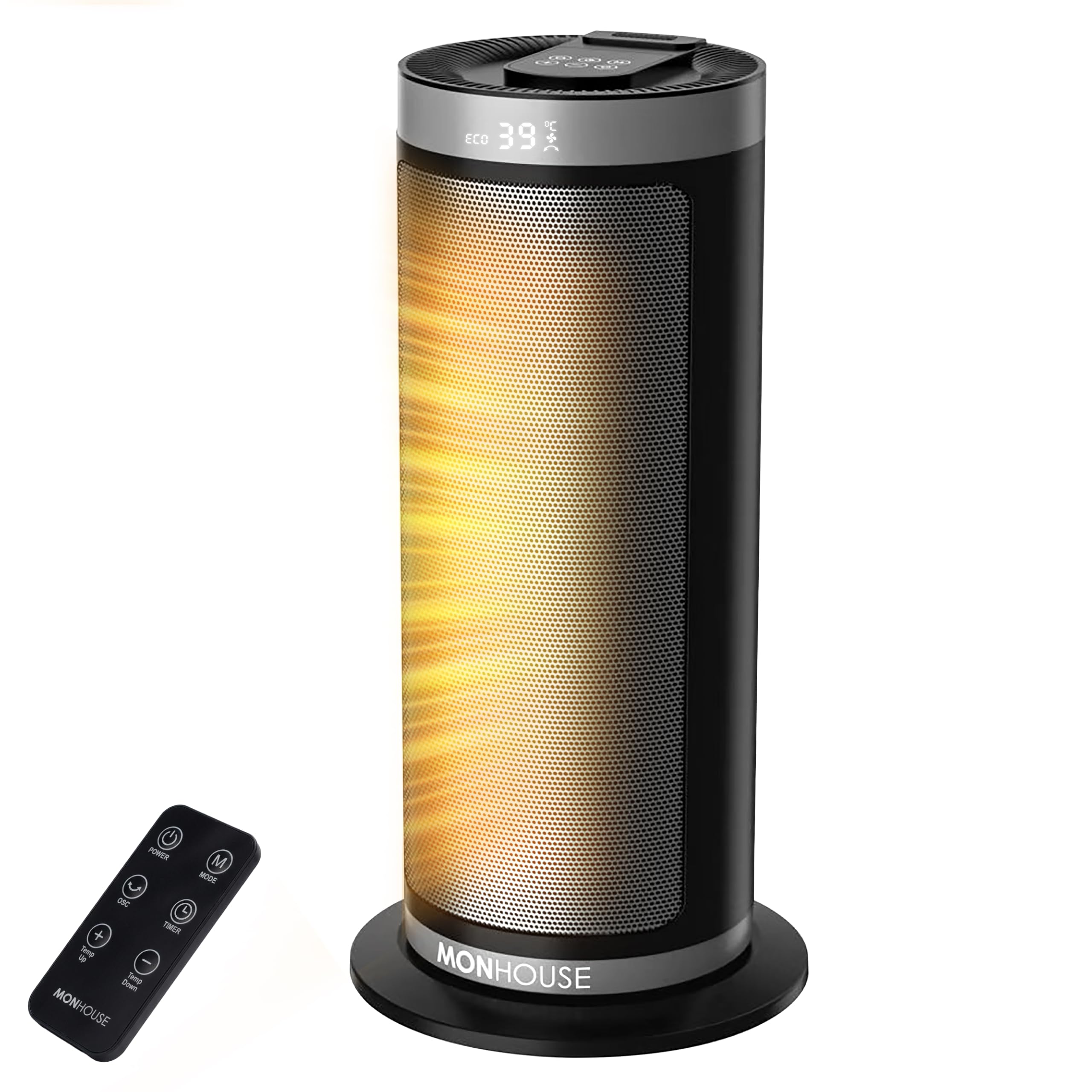 Electric Heater - Energy Efficient PTC Ceramic, Silent Portable Heater with LED Display, Remote Control, Overheat Protection, Smart Thermostat, 1-12HR Timer - Ideal for Office, Home, Bedroom