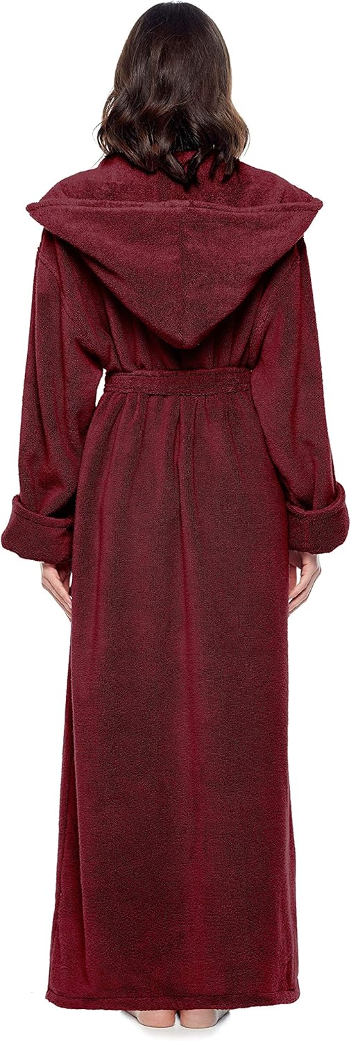 Arus Womens Soft Twist Hooded Full Length Turkish Cotton Long Bathrobe - Image 2