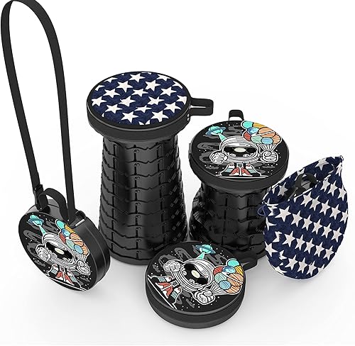 Miniatura 4 de ALEVMOOM Taburete plegable portátil mejorado con cojín, taburete telescópico con pintura, taburete plegable retráctil, capacidad resistente, 440