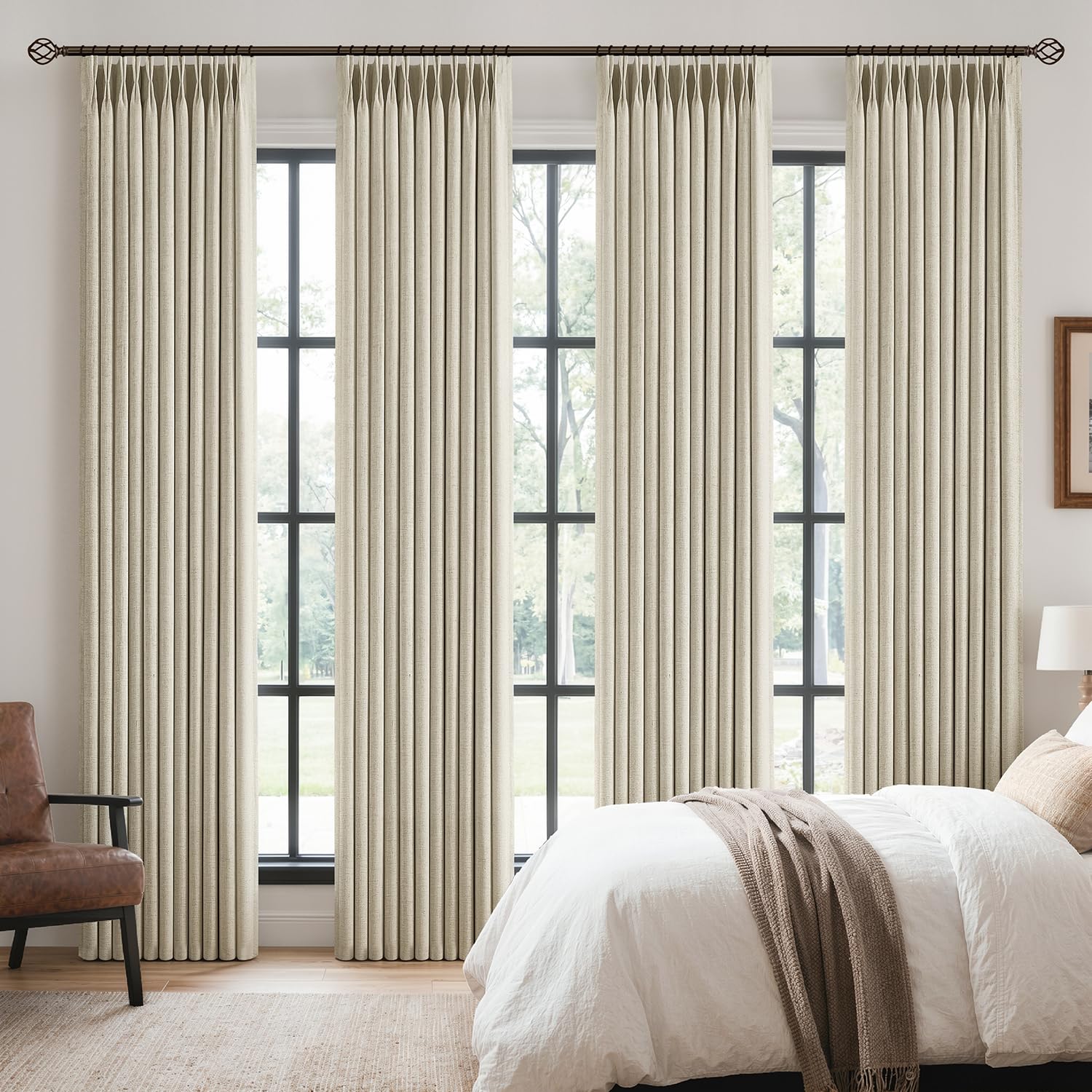 MIULEE 4 Panels Pinch Pleated Blackout Curtains 40"x84" Burlywood Birch
