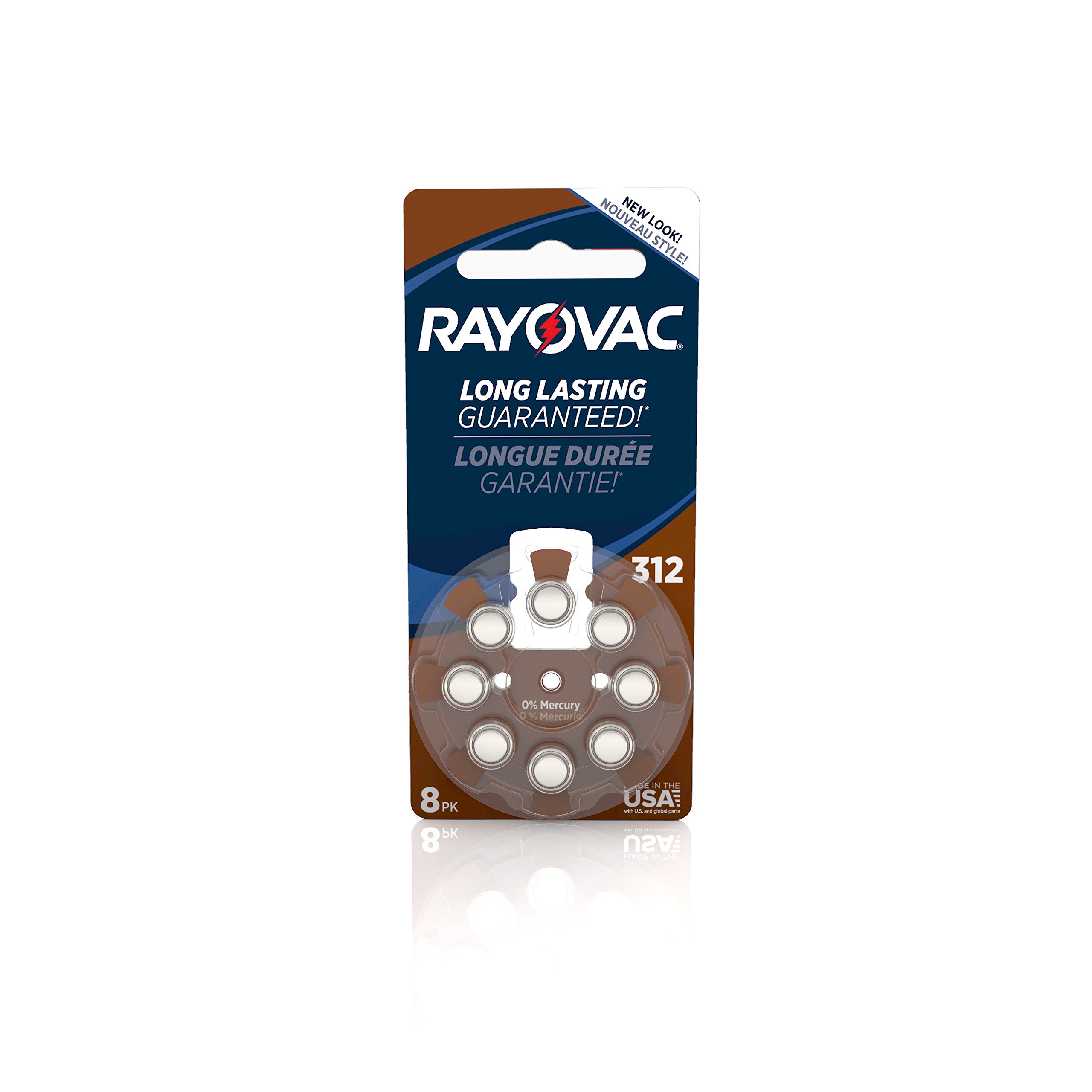 RAYOVAC Size 312 Hearing Aid Batteries, 8-Pack, L312ZA-8ZMB