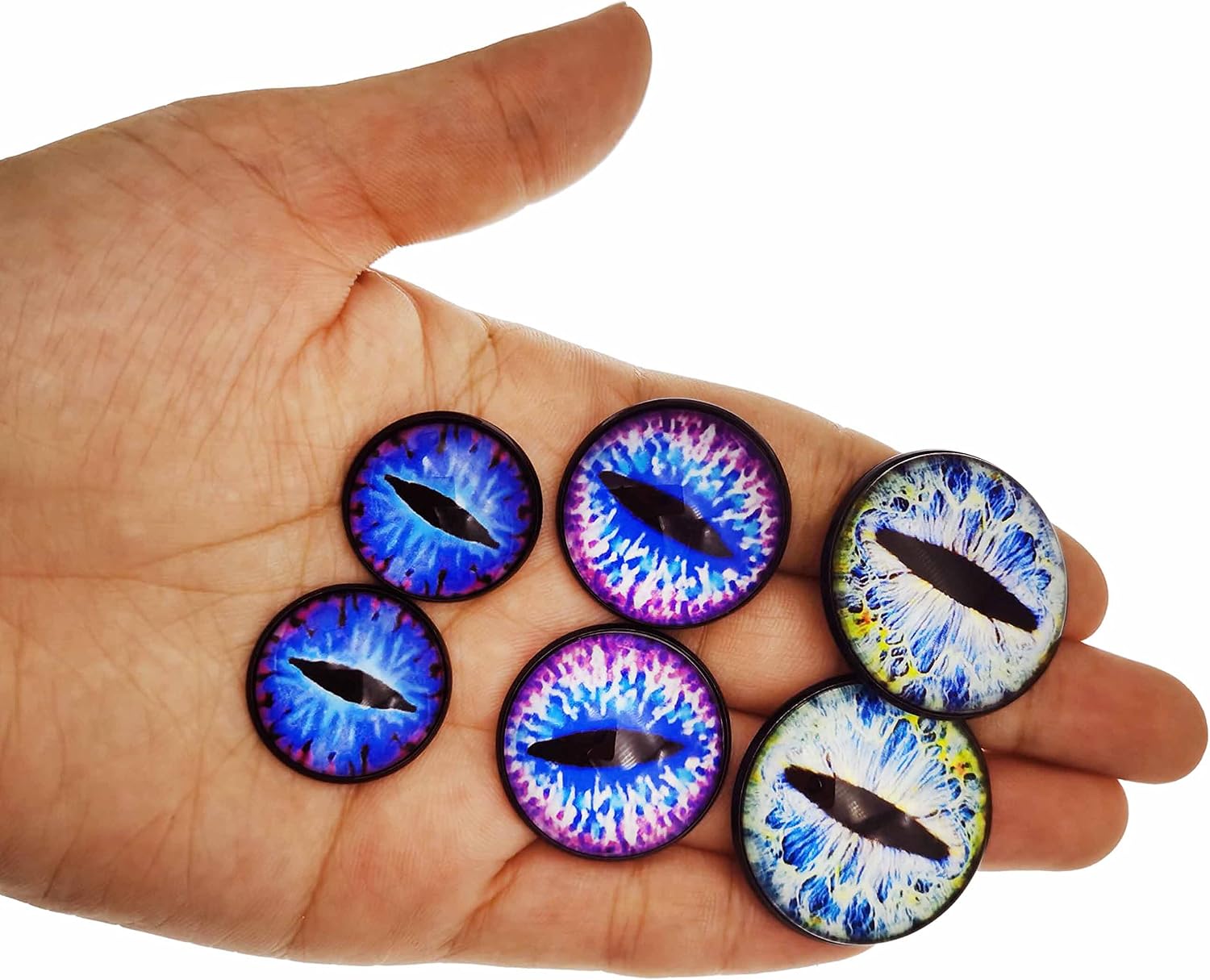 yaokan 10Pair Animal Eye Glass Flatback Cabochon Glue-On Base Set Cat Dragon Eye for Doll Repair DIY Making Supplies Craft