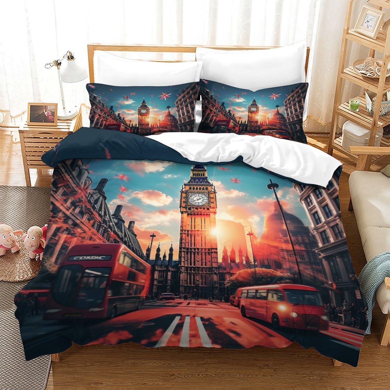 Housse de couette 3D Tour Eiffel pour transformer la chambre d'enfant avec un lit simple douillet