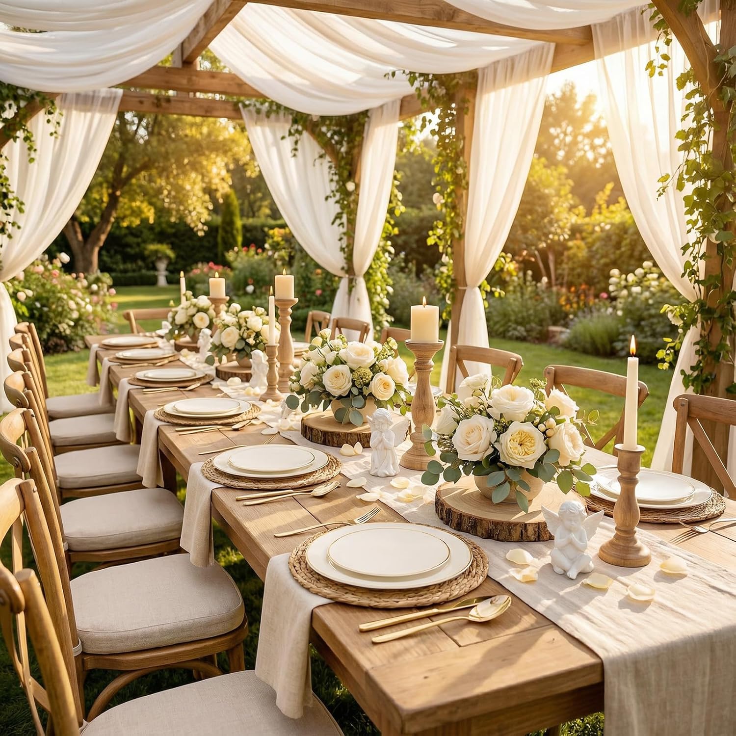 Ivory Plastic Plates with Gold Rim,Nice Disposable plates,Gold Plastic Plates,Ivory Disposable Plates Set include 30 Dinner Plate,30 Dessert Plates