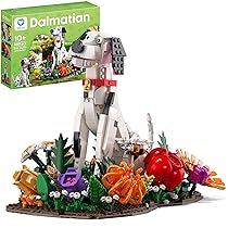 Sillbird Set di Blocchi da Costruzione per Cani Dalmata con Fiori per Bambini ed Adulti, Set di Costruzione di Cuccioli con Fiori, per Natale e Compleanno per Amanti degli Animali e delle Piante, dai
