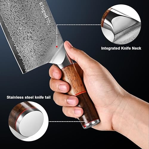 Miniatura 4 de Juego de cuchillos de cocina  Cuchillo de chef de acero Damasco y cuchillo de chef japonés, cuchillo de carne de alto carbono, mango de madera