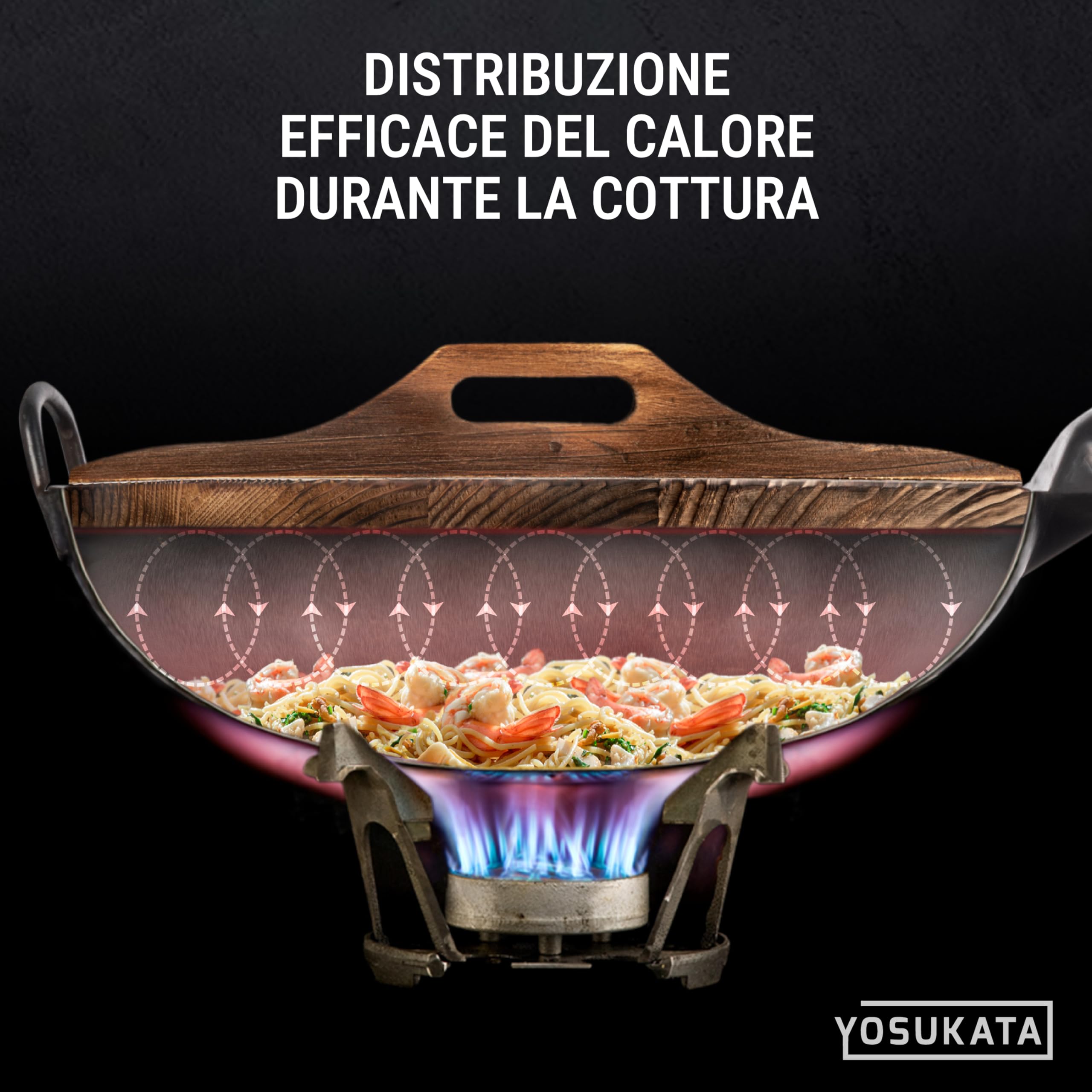YOSUKATA Coperchio In Legno Per Wok 36 Cm – Coperchio Universale In Legno Naturale Senza Condensa Con Manico Ergonomico Per Padella – Accessorio Tradizionale Per Padelle Wok Di Alta Qualità
