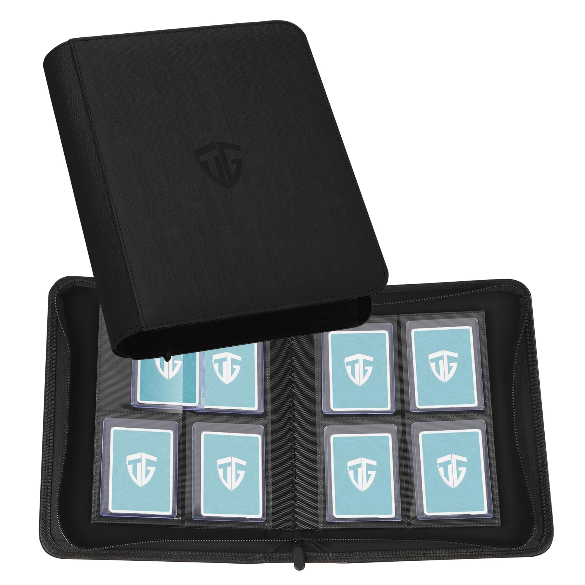 Classeur pour 112 Toploader rigides album de collection cartes TCG noir épuré
