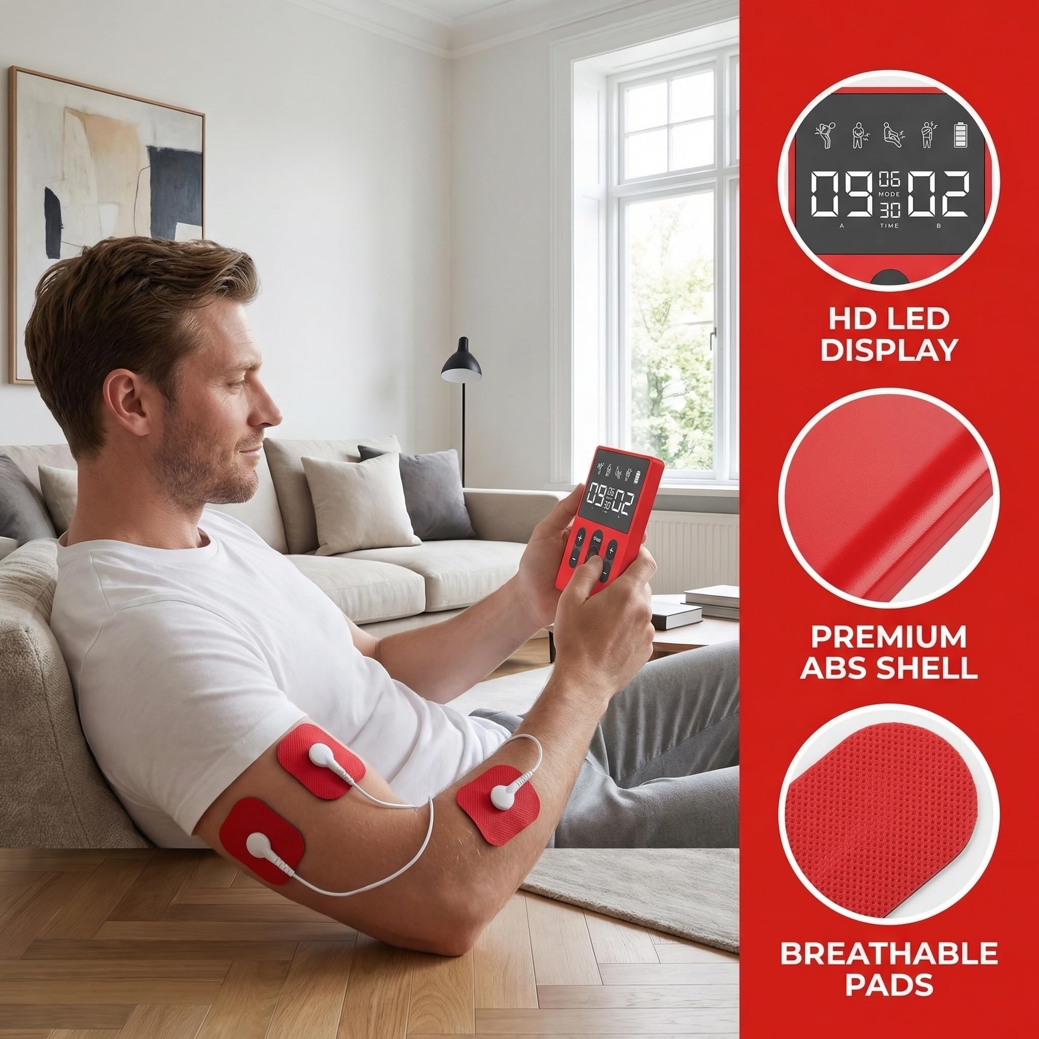 Électrostimulateur Musculaire 3en1, TENS/EMS/Massage, Electrostimulateur Musculaire de Canaux Double pour le soulagement de la douleur, 12programmes de Massage + 36 Intensités + 16 électrodes
