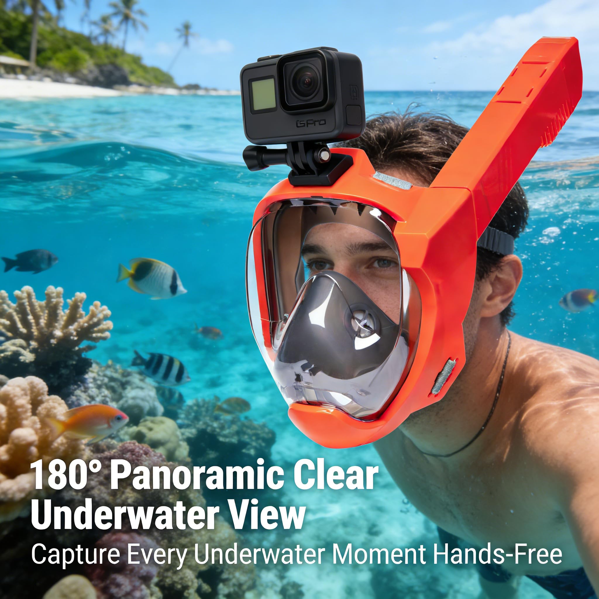 Máscara de Snorkel de Cara Completa, Tubo Lateral Mejorado con un 67 % más de Ingesta de oxígeno, máscara de Buceo antiescamas y antivaho, Vista panorámica de 180° para Adultos y Adolescentes