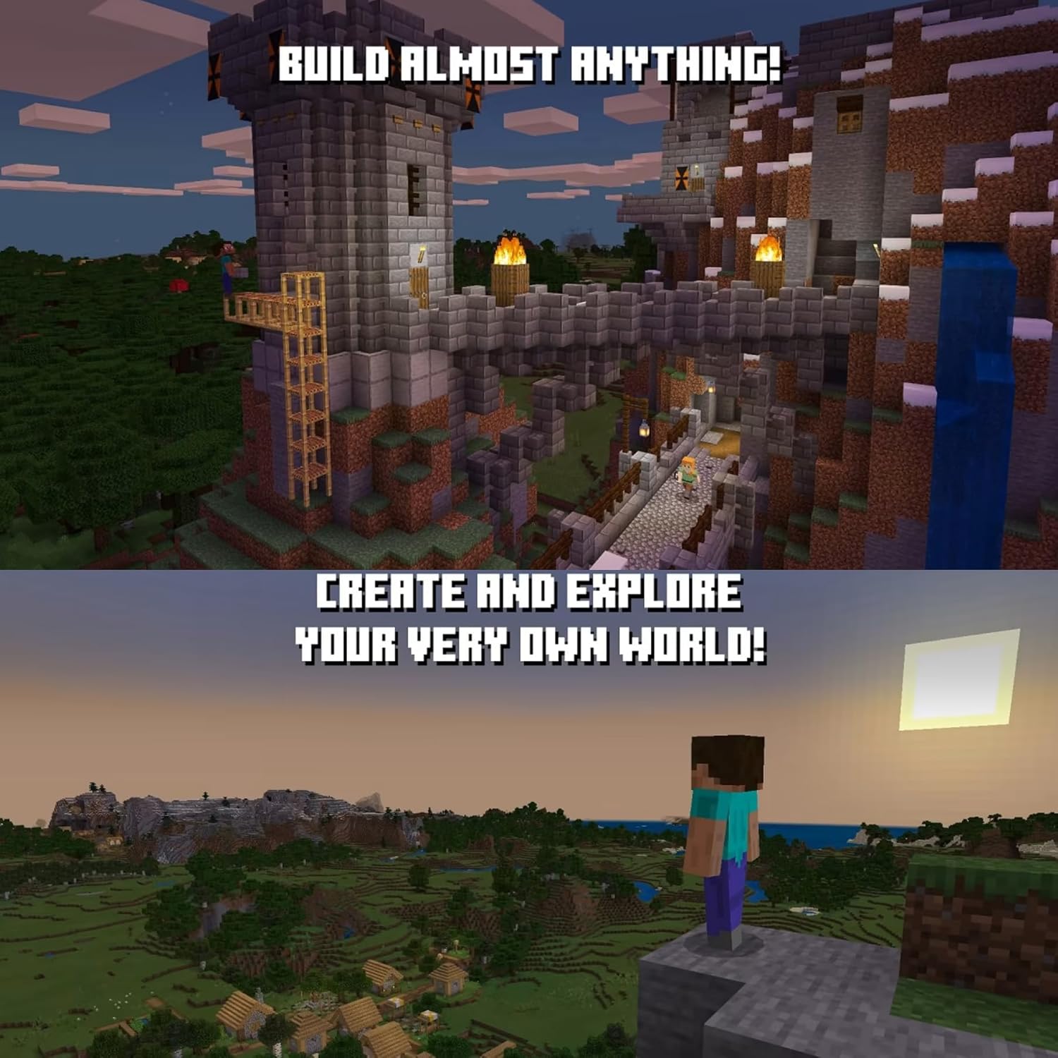 Minecraft for Nintendo Switch (US Version), with PremGear Thumb Grips (8 pack - Black, Blue, Red & Clear), 24 Slot Game Card Holder & Cleaning Cloth