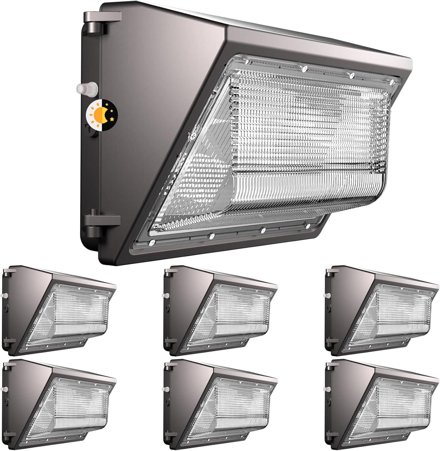 Lightdot 6Pack 100W LED Wall Pack Lights, 100-277v Dusk to Dawn with Photocell 15000Lm(150Lm/W) 5000K IP65 Outdoor Exterior Lighting for Building,Yard,Warehouse,Factory,Garage, ETL(Height:6-15ft)