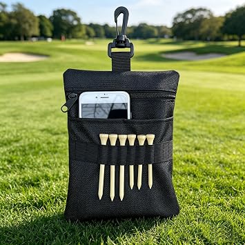 Golf Tee Pouch Bag, Zipper Golf Ball Bag, Accessory Pouch for Men