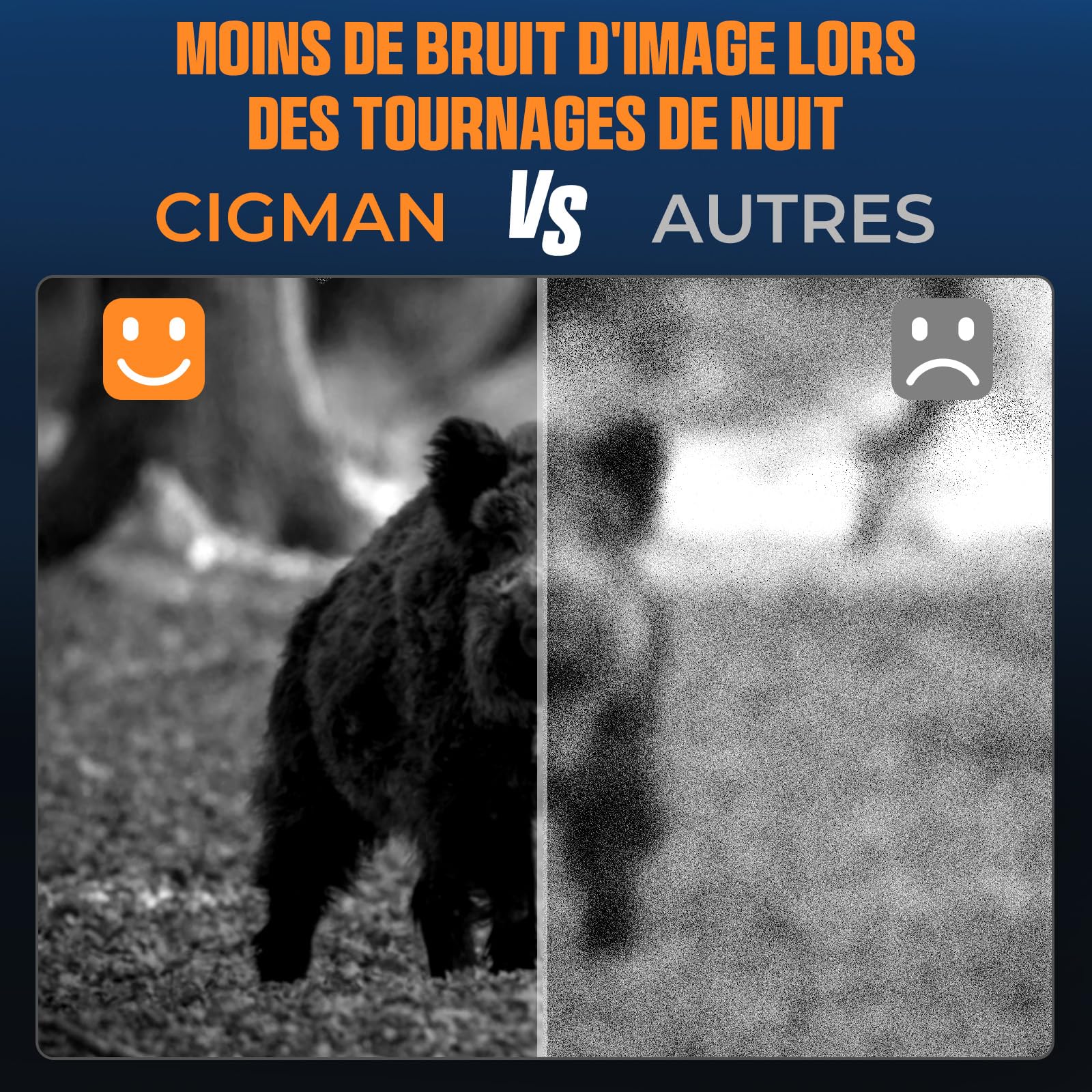 Lunettes de vision nocturne CIGMAN, portée de détection de 400 mètres, écran HD de 3 pouces, batterie au lithium de 5000 mAh, ouverture f/1.4, zoom numérique 8x, adaptées à l'observation et au camping