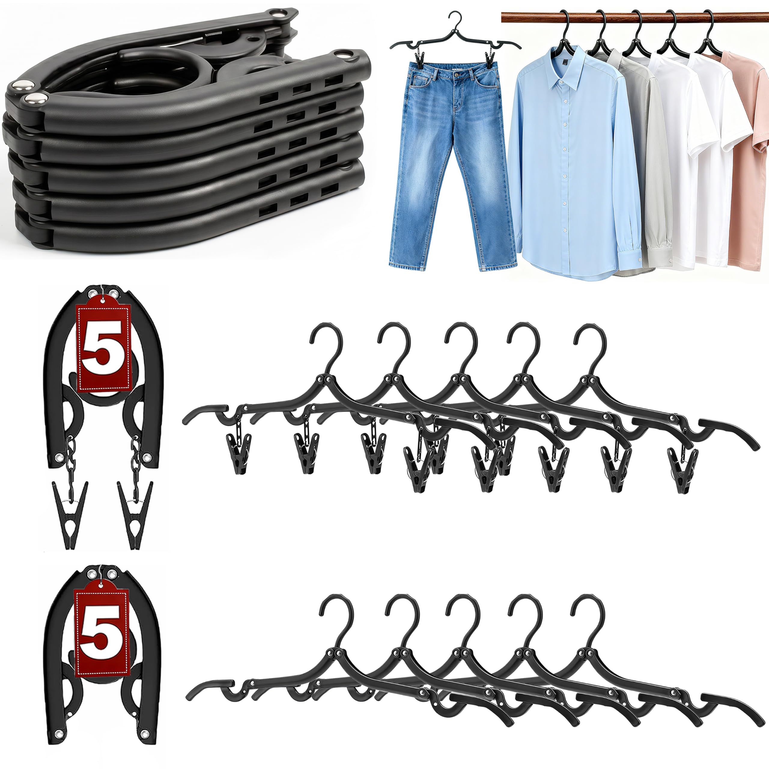 Photo 1 of Travel Hangers, Cruise Ship Essentials Travel Essentials, Portable Cruises Must Haves 2026, Folding Hangers for Suitcase, RV Camping Airplane Europe Vacation Essential (10, Black)