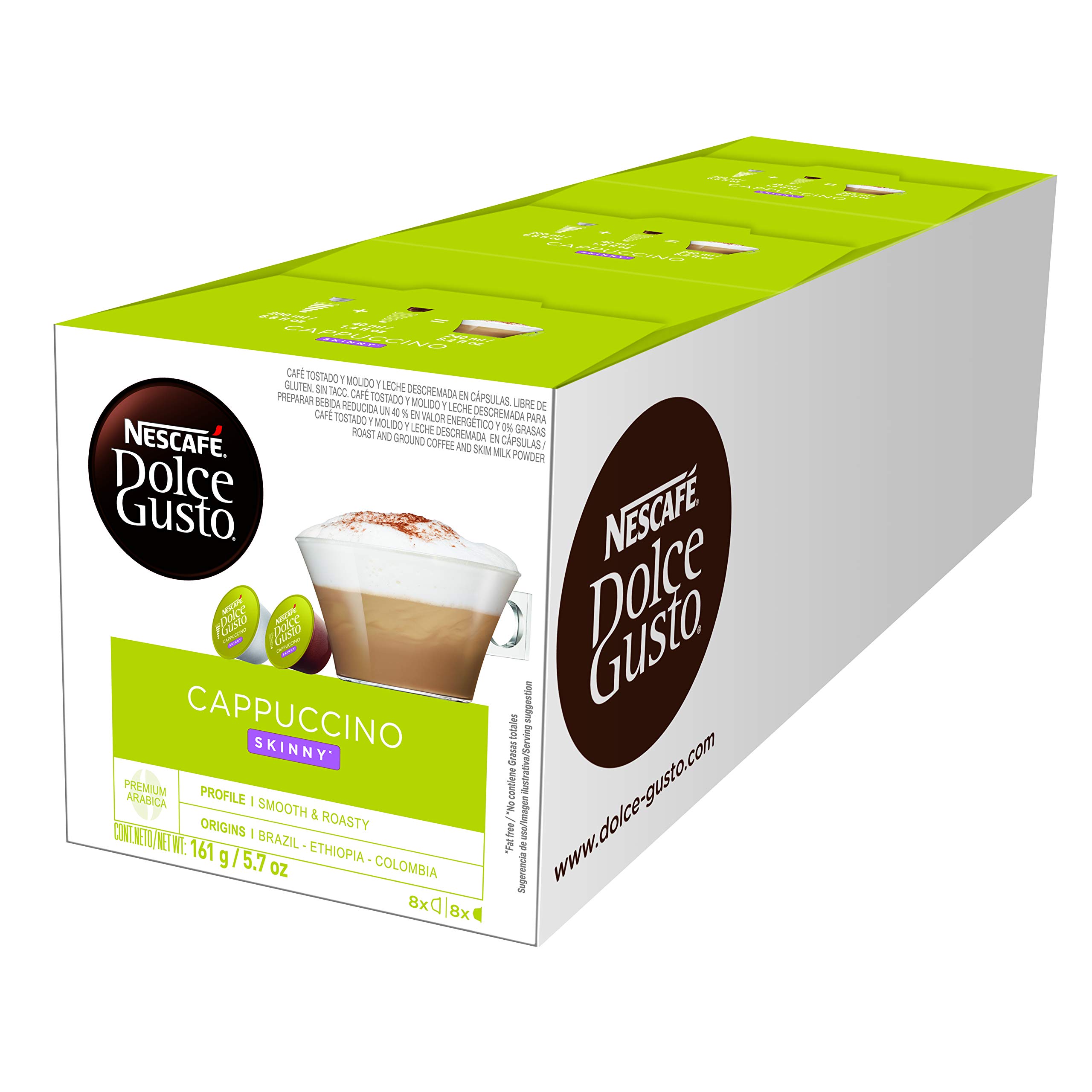 Nescafe Dolce Gusto Pods, Skinny Cappuccino, 16 capsules, Pack of 3