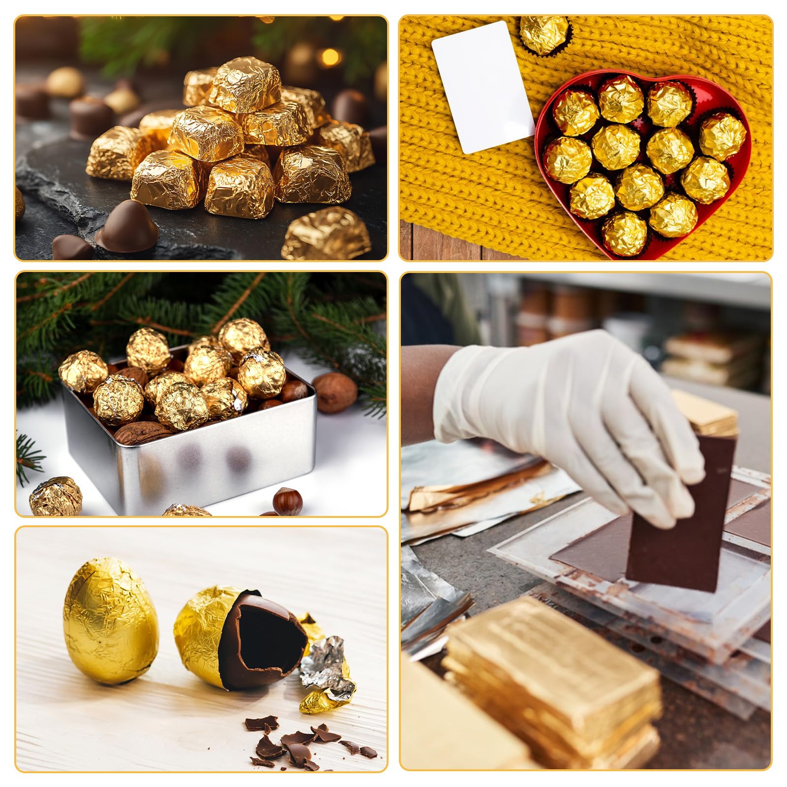 200 Fogli Oro Alimentare 20x20 Cm - Per Cioccolatini E Dolci Fatti In Casa, Ideali Per Feste - Foto 6