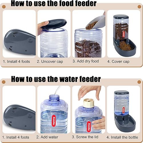 Miniatura 6 de Alimentador automático para mascotas pequeñas y medianas para mascotas, juego de alimentador y bebedero automático de 3.8 L, suministro de viaje y