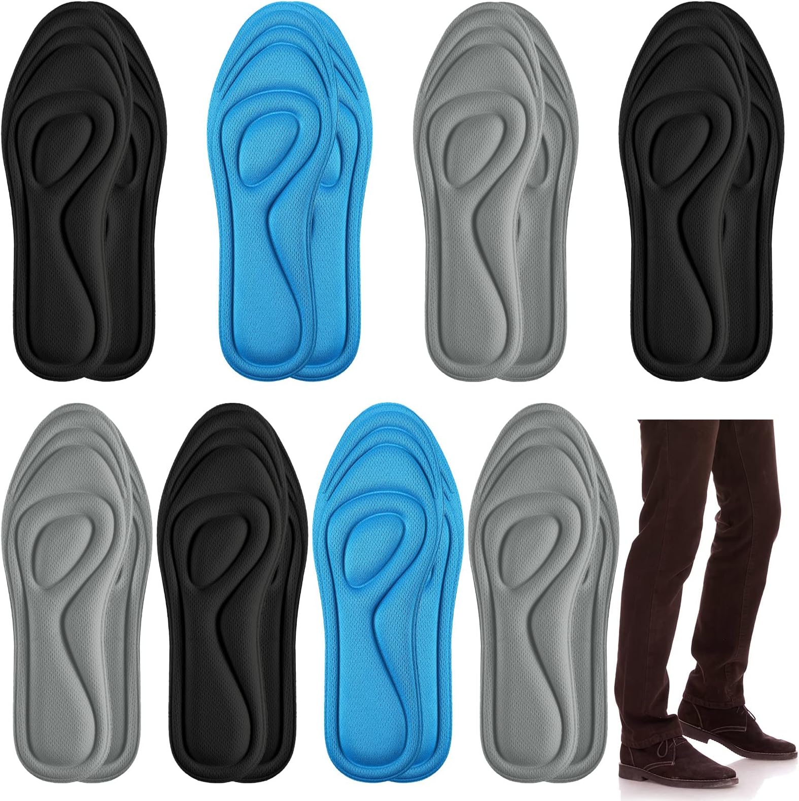 Amazon.com: 8 Pairs 3D Shoe Insoles Inserts Women Men, Sponge Insoles ...