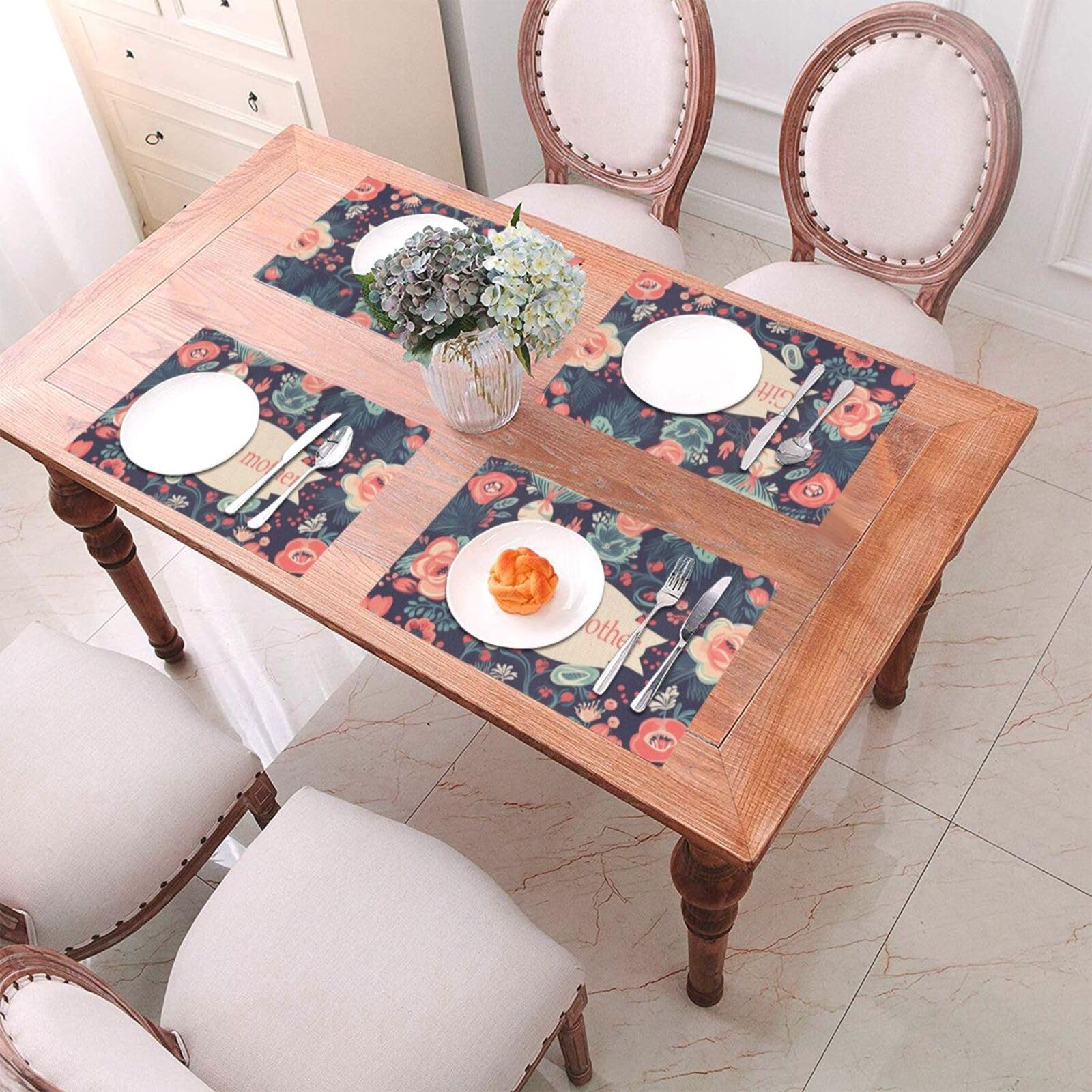 Tovagliette in tessuto resistente al calore, idea regalo per la mamma, 6 pezzi, tovagliette lavabili, per tavolo da pranzo, cucina, picnic, feste