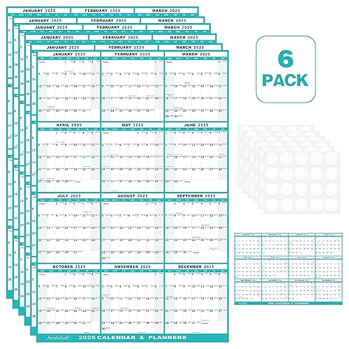 6pcs 24" x 36" 2026 Wall Calendar, Folded Wet &