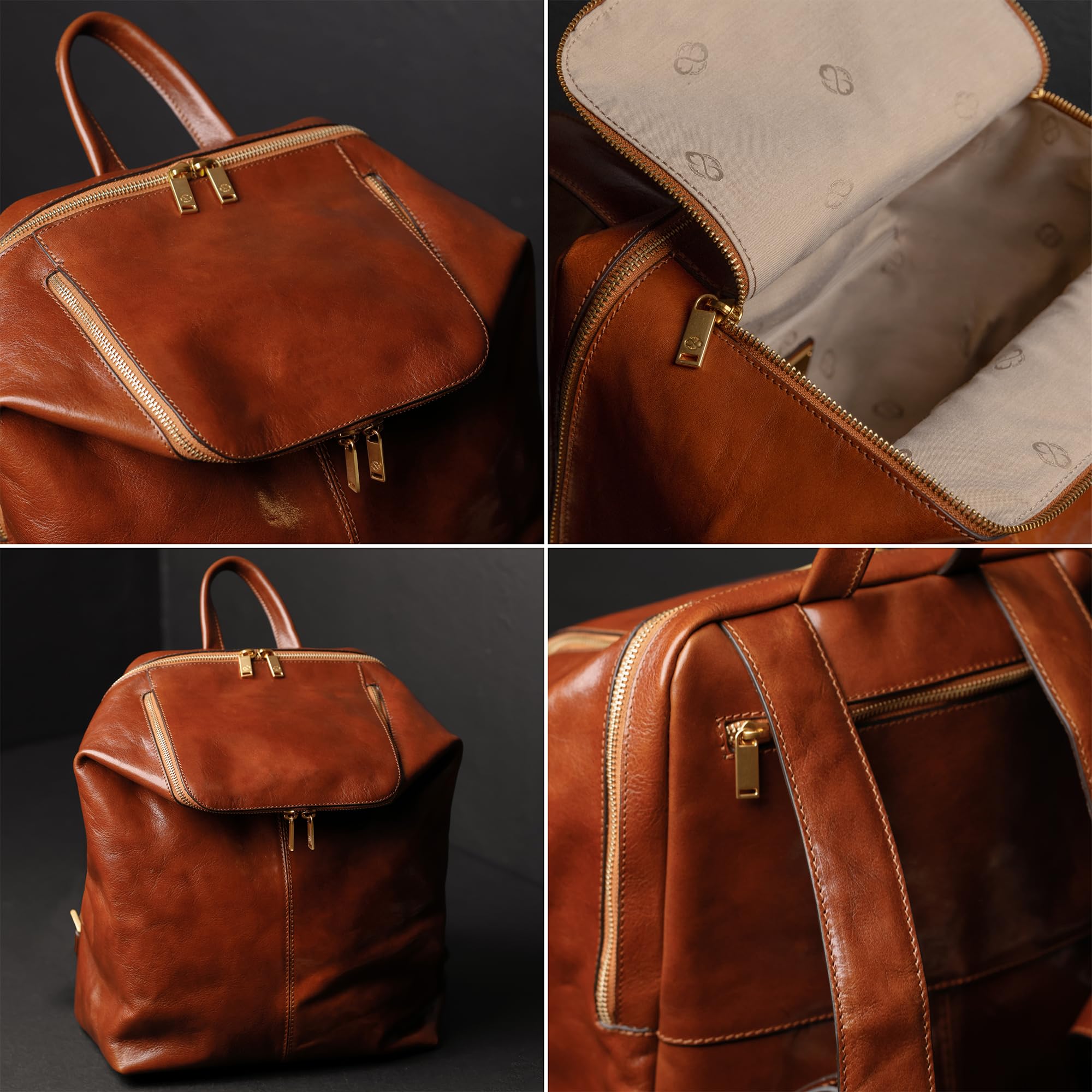 Time Resistance Zaino in Pelle Fatto a Mano in Italia da Esperti Artigiani – Zaino Donna e Uomo in Pelle Vera con Tasca per Laptop da 13 Pollici – Morbido e Compatto