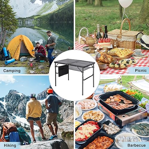 Miniatura 7 de RedSwing - Mesa plegable para parrilla de camping, mesa de soporte de parrilla portátil de aluminio para camping al aire libre, picnic, barbacoa,