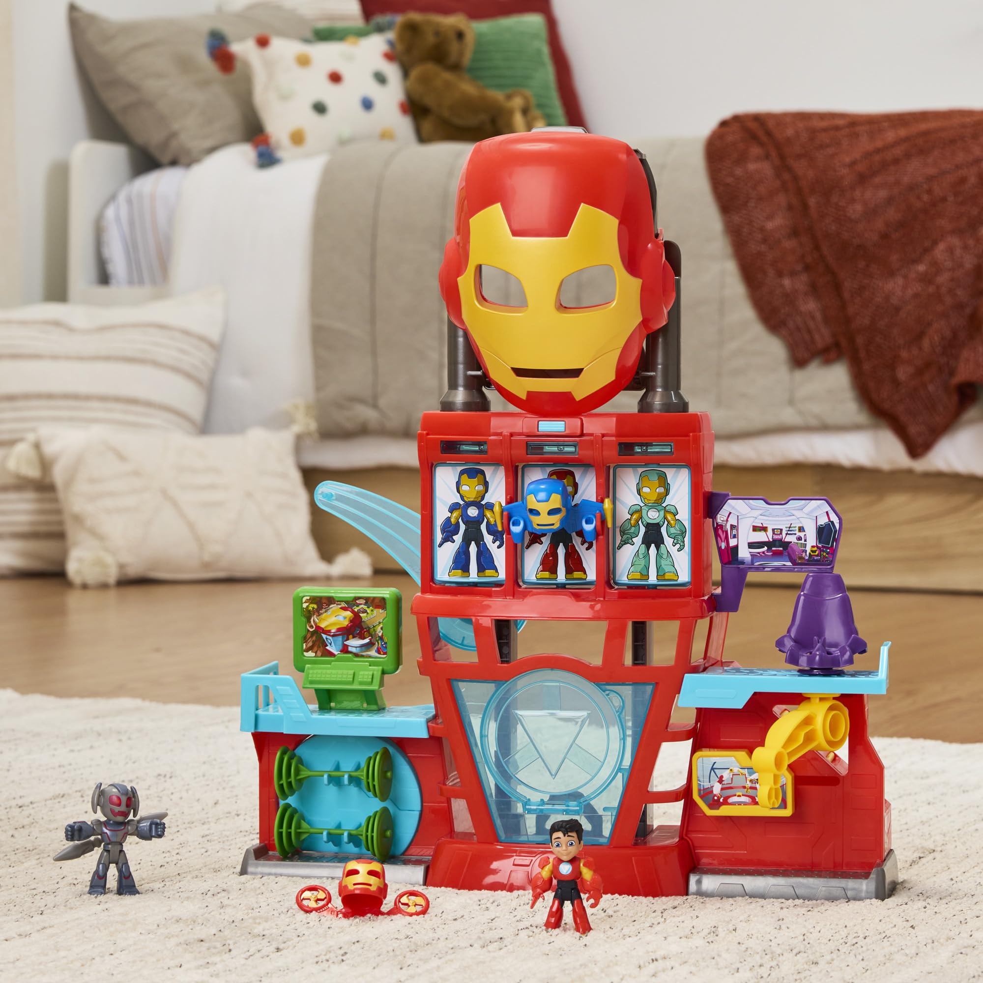 Hasbro Marvel Iron Man e i Suoi Fantastici Amici, playset elettronico Iron Quarters per Bambini e Bambine