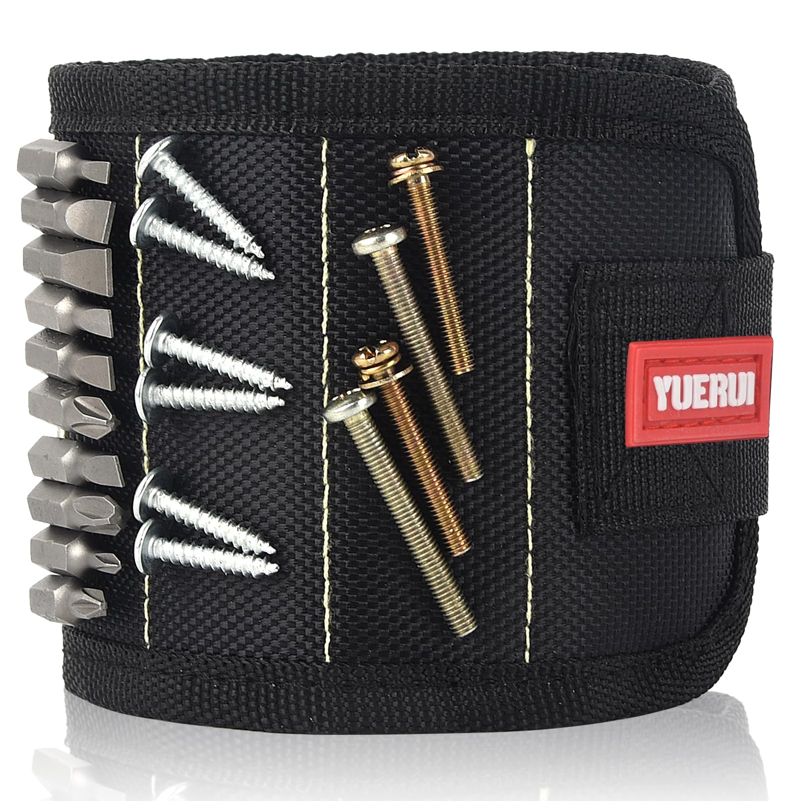 Magnetic Wristband for Tools with Powerful Magnets for Holding Screws Tool Belt for DIY Handyman Unique Gifts for Men (Black)