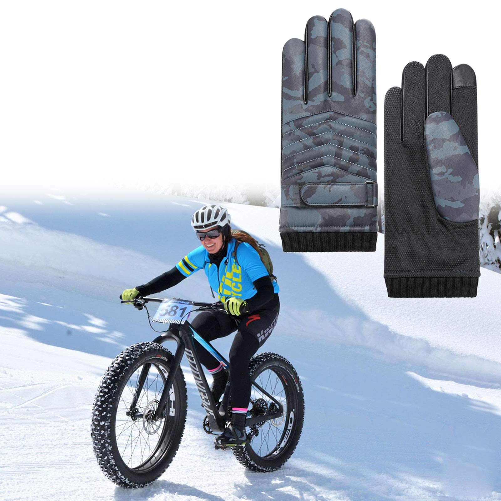 Gants D'hiver Camouflage Chauds - Imperméables, écran Tactile, Antidérapants | Pour Chasse, Ski, Camping (Camo, L)