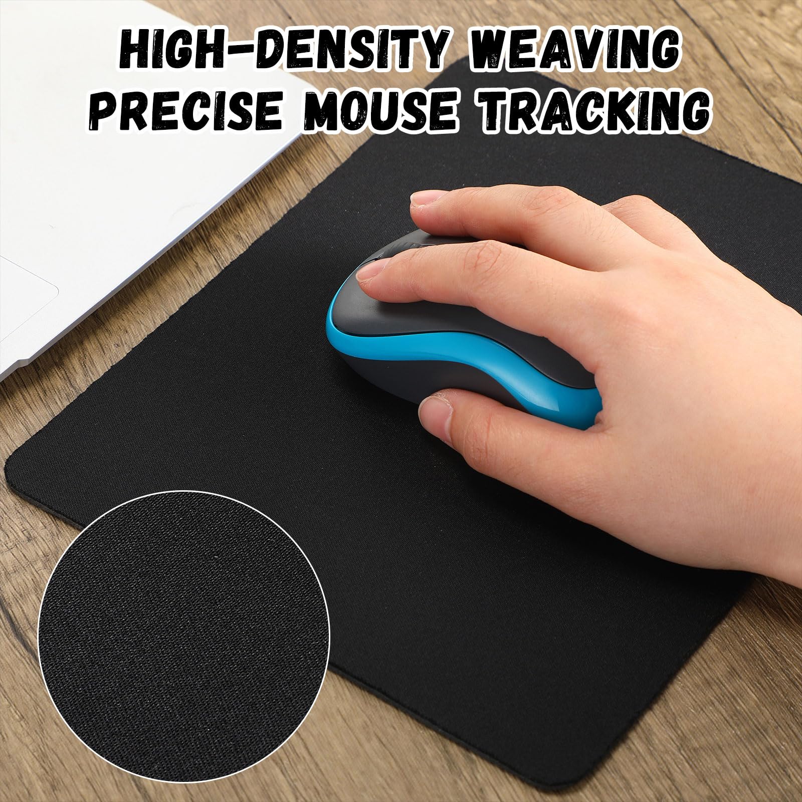 Crtiin Lot de 20 tapis de souris en vrac pour ordinateur, ordinateur portable, bureau, maison, avec base en caoutchouc antidérapant (noir, 18 x 22 cm)