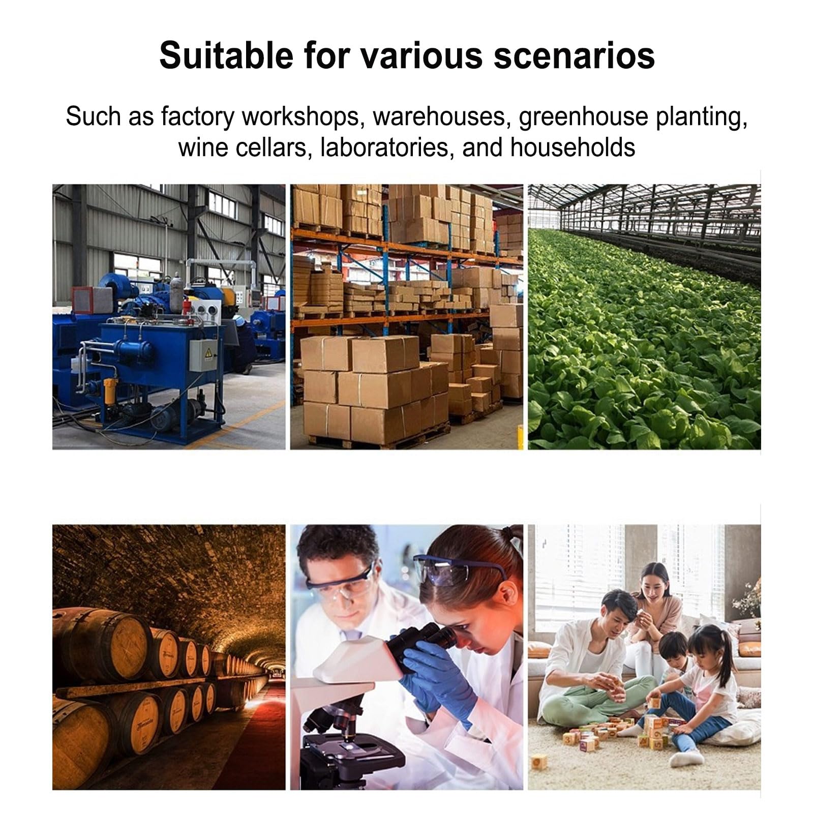 Industrial Thermometer Hygrometer Digital Temperature Humidity Meter with LED Screen Display and Temperature Humidity Alarm Settings for Factory Workshops Warehouses Greenhouse