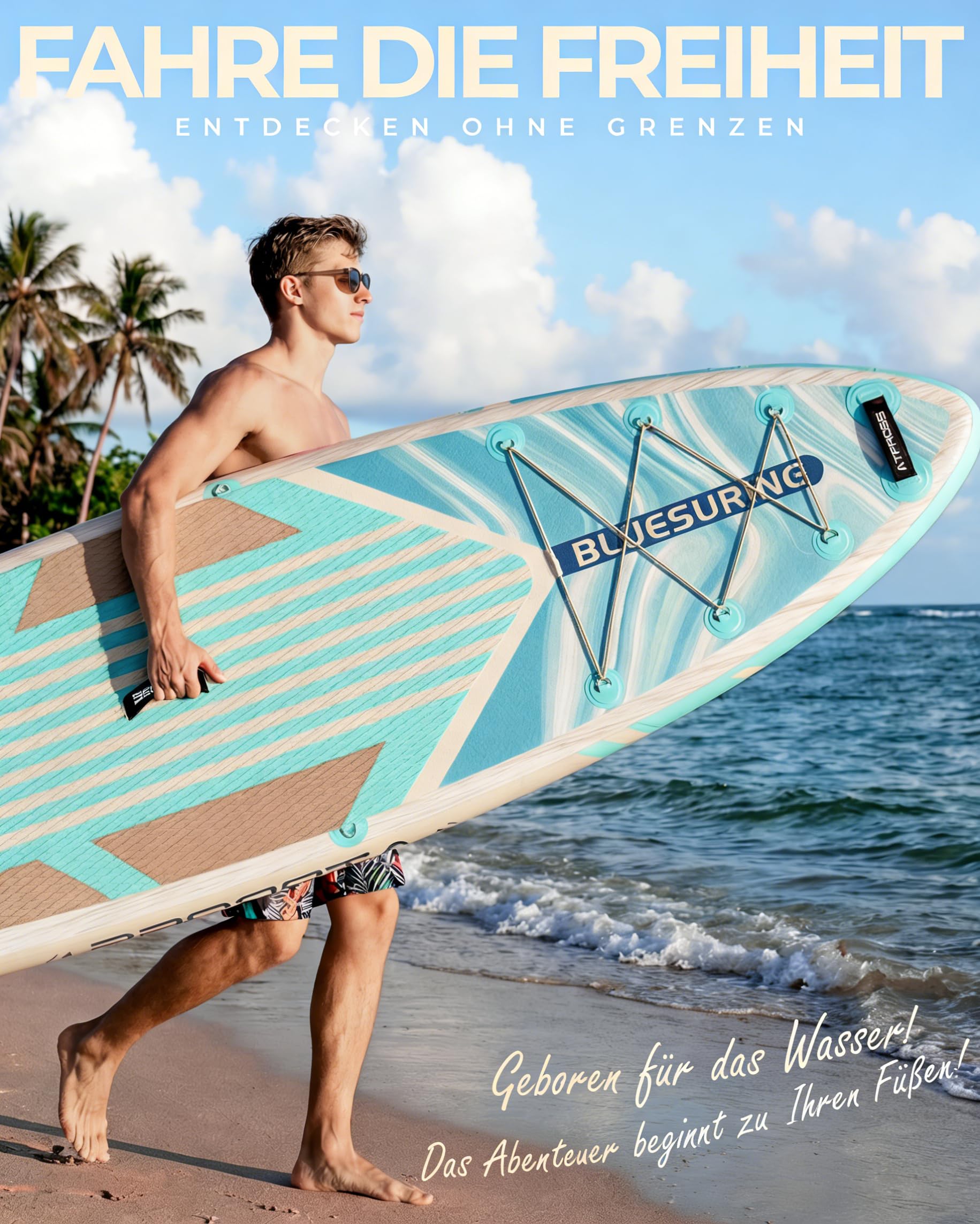 Stand Up Paddling Board, 320cm Stand Up Paddle mit Reichhaltigem Zubehör, SUP Board 200kg Tragkraft mit Eva-Rutschfestem Deck, Aufblasbare Paddleboard Geeignet für Erwachsene