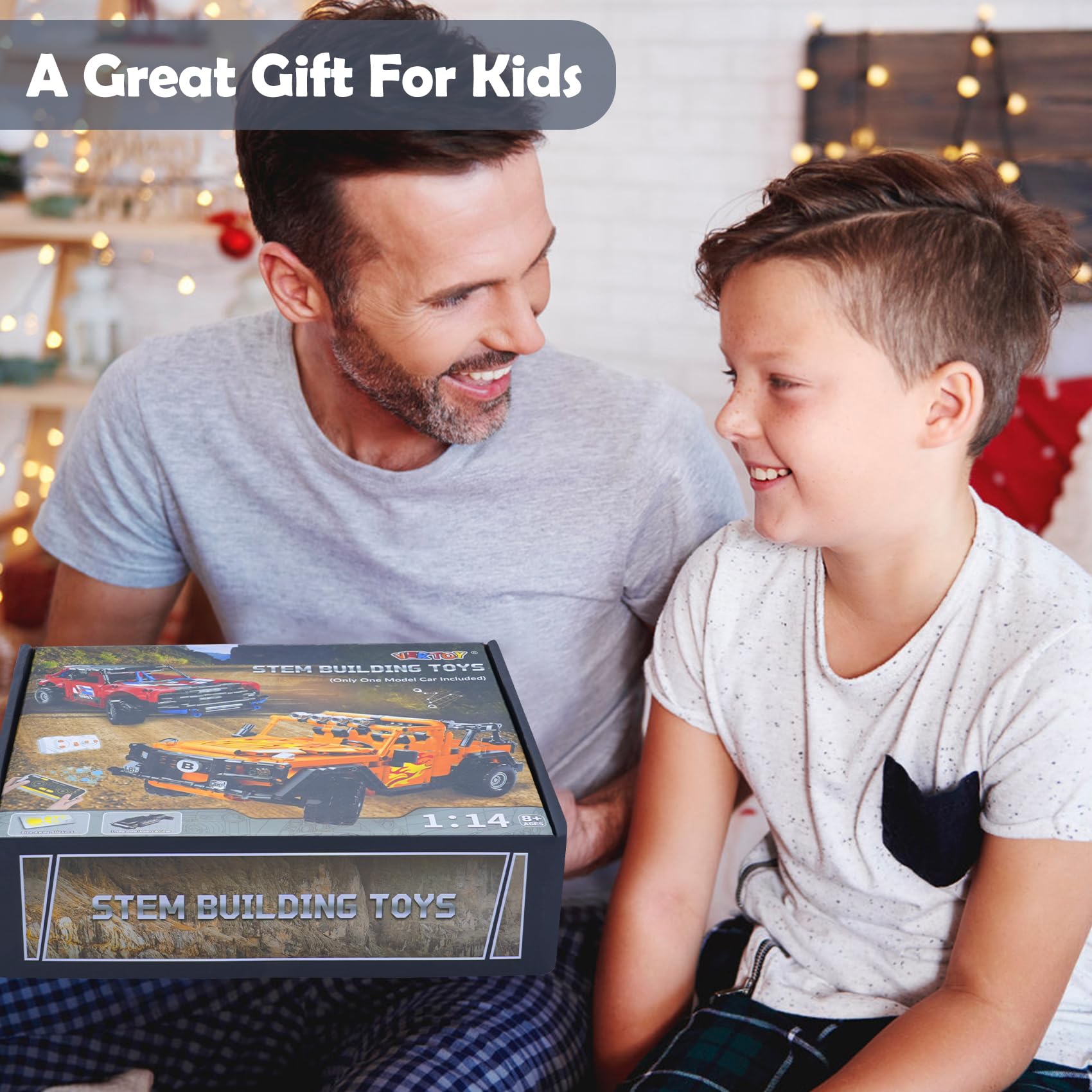 Juguetes de construcción STEM para niños y niños, juego de bloques de control remoto y aplicación, regalos de cumpleaños para edades de 8 a 12 años de edad, modelo naranja más grande (más de 8