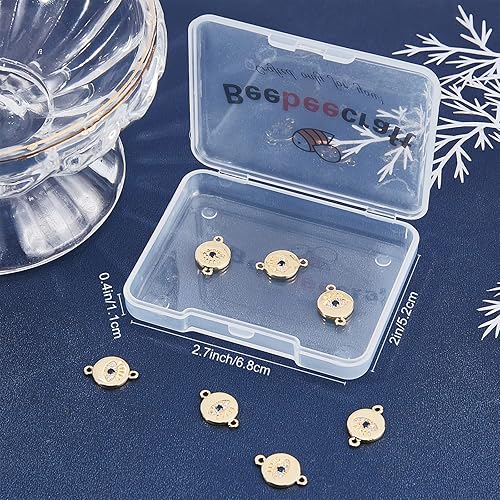 Miniatura 7 de Beebeecraft 8 dijes de ojo turco de 2 colores chapados en oro de 18 quilates y platino, cuentas de cristal turco de ojo turco para hacer joyas de