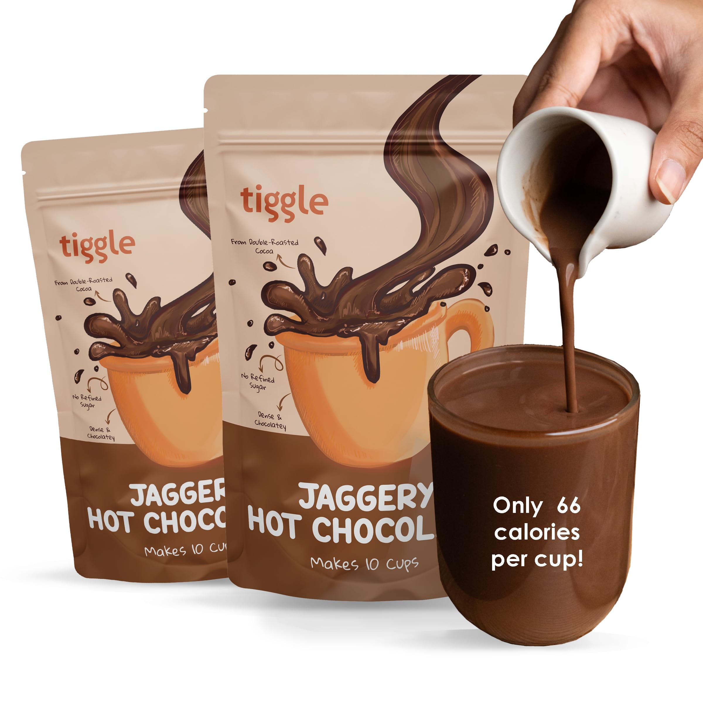 Tiggle Jaggery Dark Hot Chocolate Powder Mix - 10 Cups Pack (Pack Of 2) | As Seen On Shark Tank India | Hot Chocolate Powder Without Sugar | Sweetened With Organic Jaggery | Enjoy Hot Or Cold (B09LYLB3WW) Amazon Price History, Amazon Price Tracker