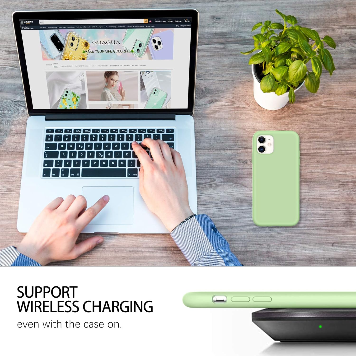 DUEDUE for iPhone 11 Case Liquid Silicone Slim Cover with Microfiber Lining Shockproof Protective Phone Case for iPhone 11 6.1 inch Matcha Green - Image 5