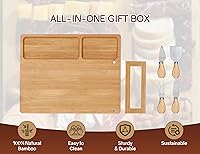 Vista 8 de Easoger Juego de tabla de queso y cuchillos, tablas de charcutería extra grandes con soporte magnético para cuchillos, plato de queso regalo