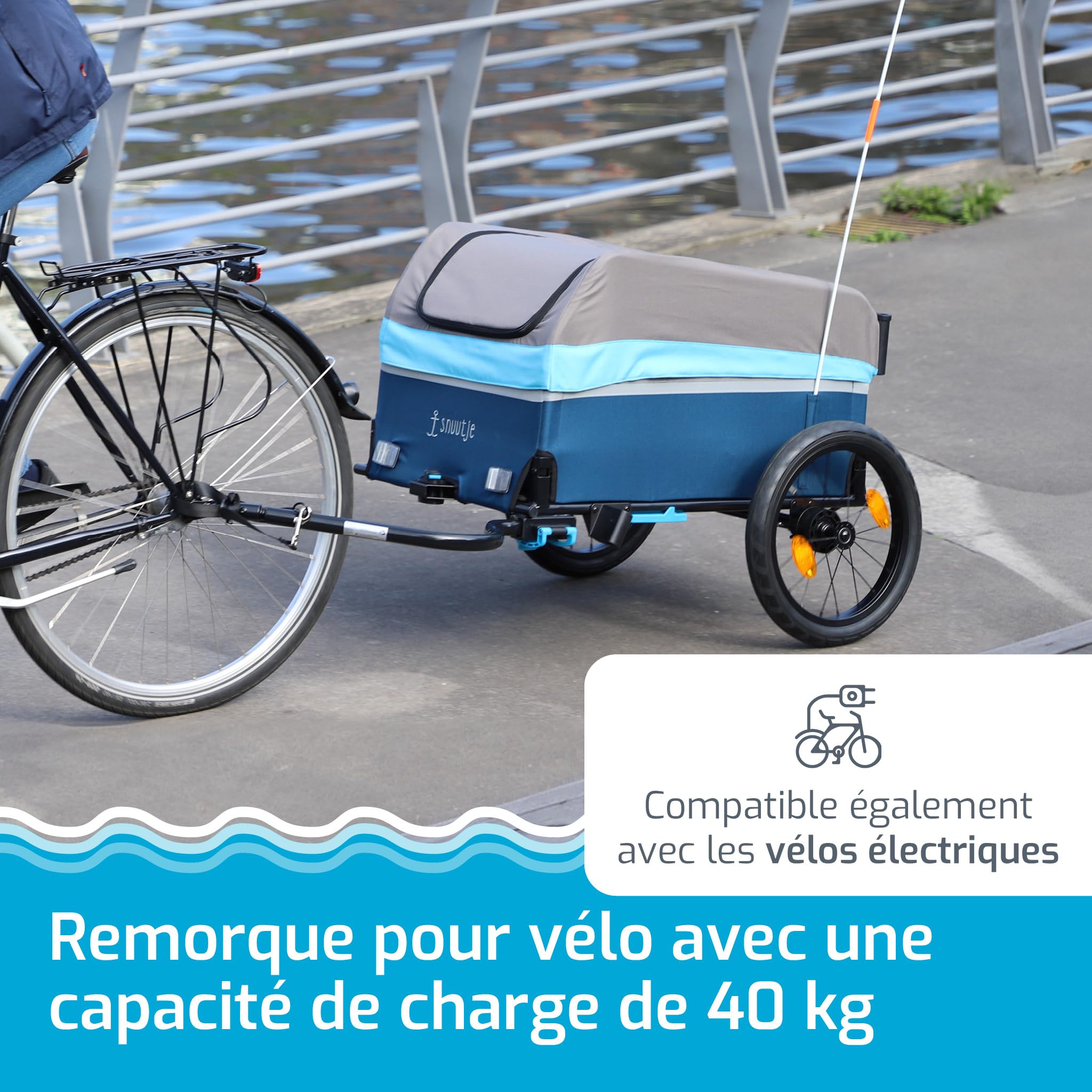 remorque vélo ou Chariot de Transport à roulettes Pliable | Compatible ebike | Fonction Jogging Possible avec Roue Avant et poignée en Option | idéal Camping, Festival, Jardin