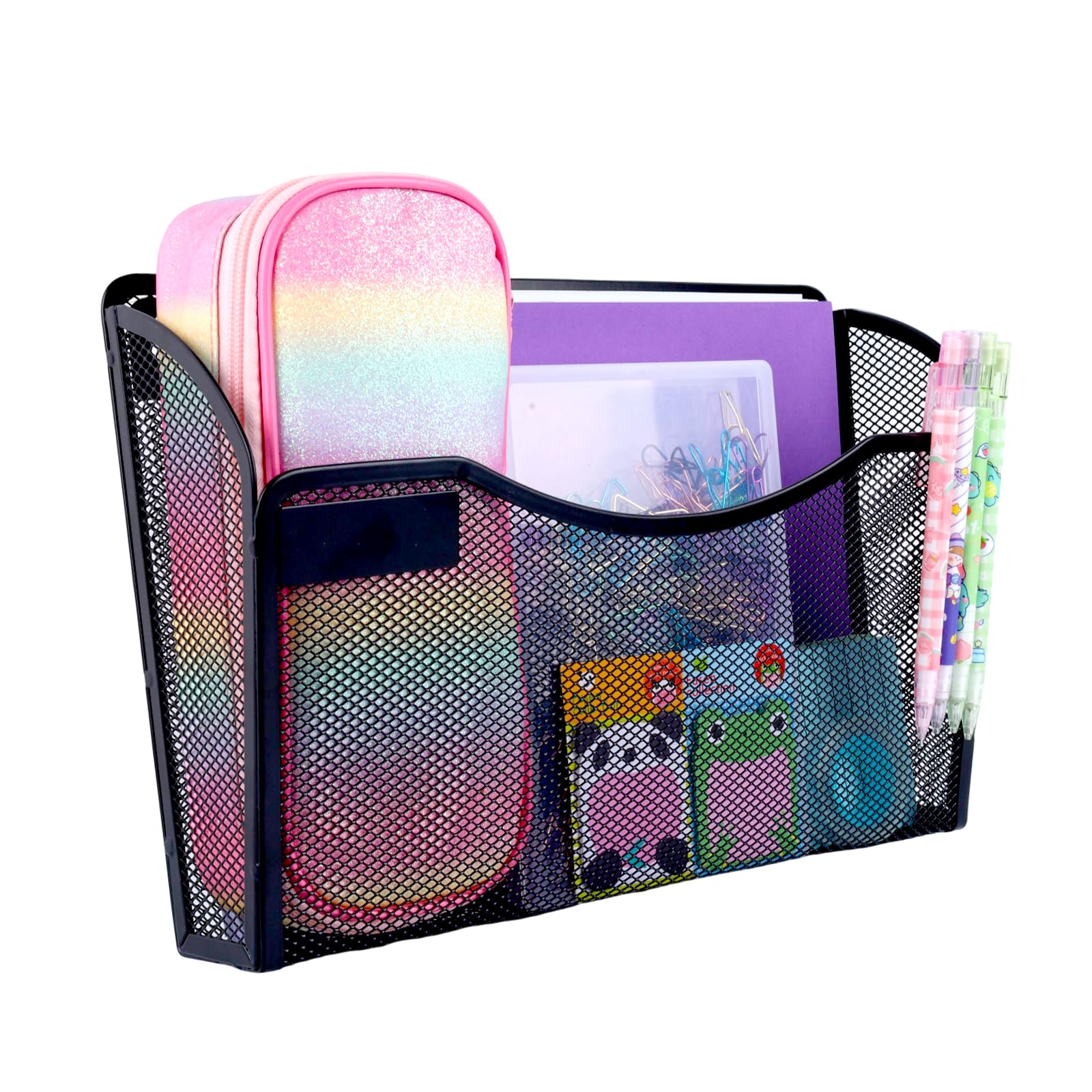 EasyOFC 1 Pocket Mesh Wall File Holder, A4 Landscape Mail Organiser Magazine Storage for Office Home School,Black โ image 1