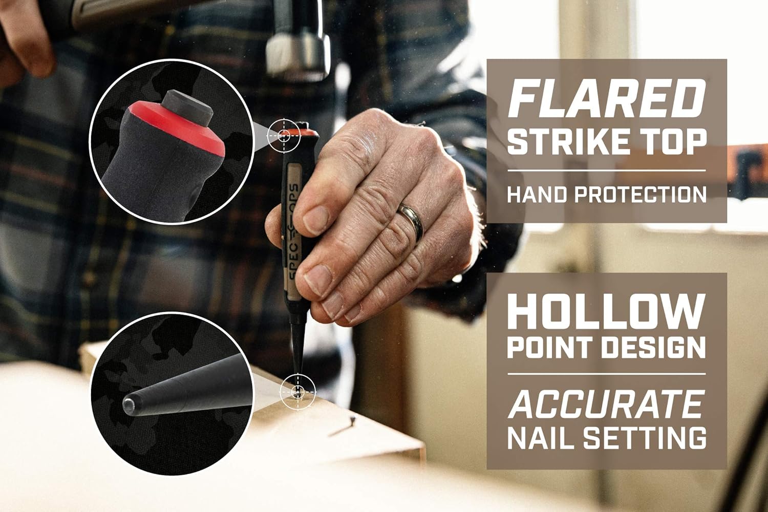 Spec Ops SPEC-D30PRY Tools 30" Wrecking Crowbar,Black/Tan & SPEC-N1-3PK Tools Nail Set Punch 3-Piece Kit Includes 1/32", 1/16", 3/32", Shock-Absorbing Grip, 3% Donated to Veterans Black/Tan