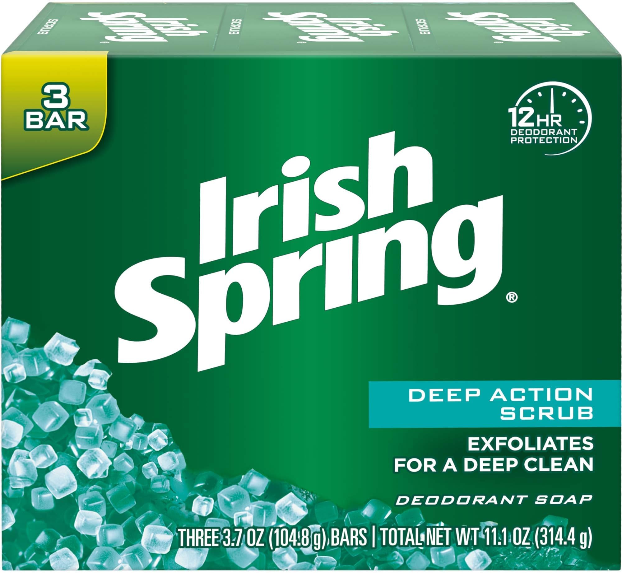 Irish Spring Clean Scrub Deodorant Soap By For Unisex - 3 X 4 Oz Soap