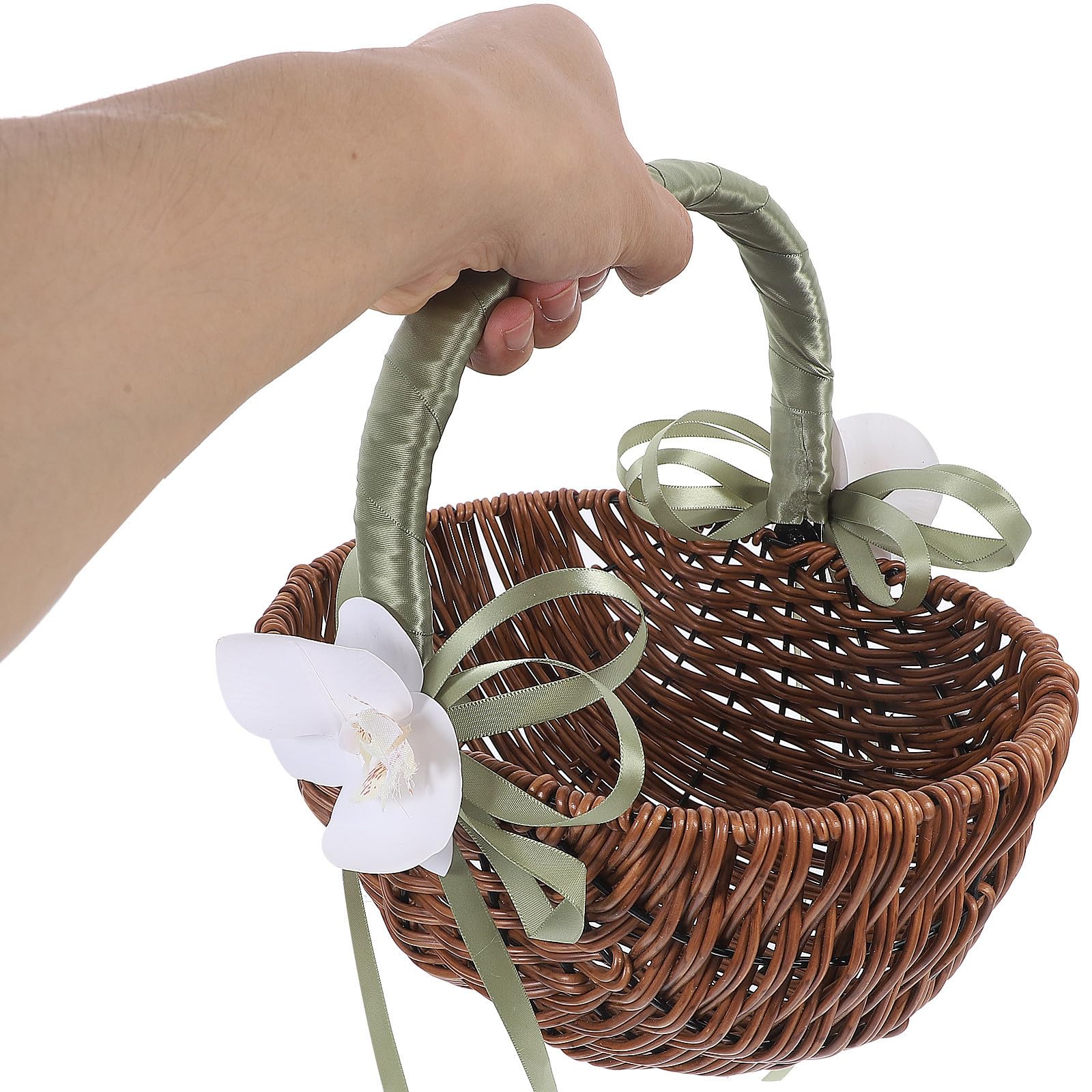 Handgefertigter Rustikaler Hochzeitsblumenkorb mit Hellem Grün Wiederverwendbarer Streukorb für Blumen Süßigkeiten und Dekoration Sicherer und Langlebiger Brautjungfern korb