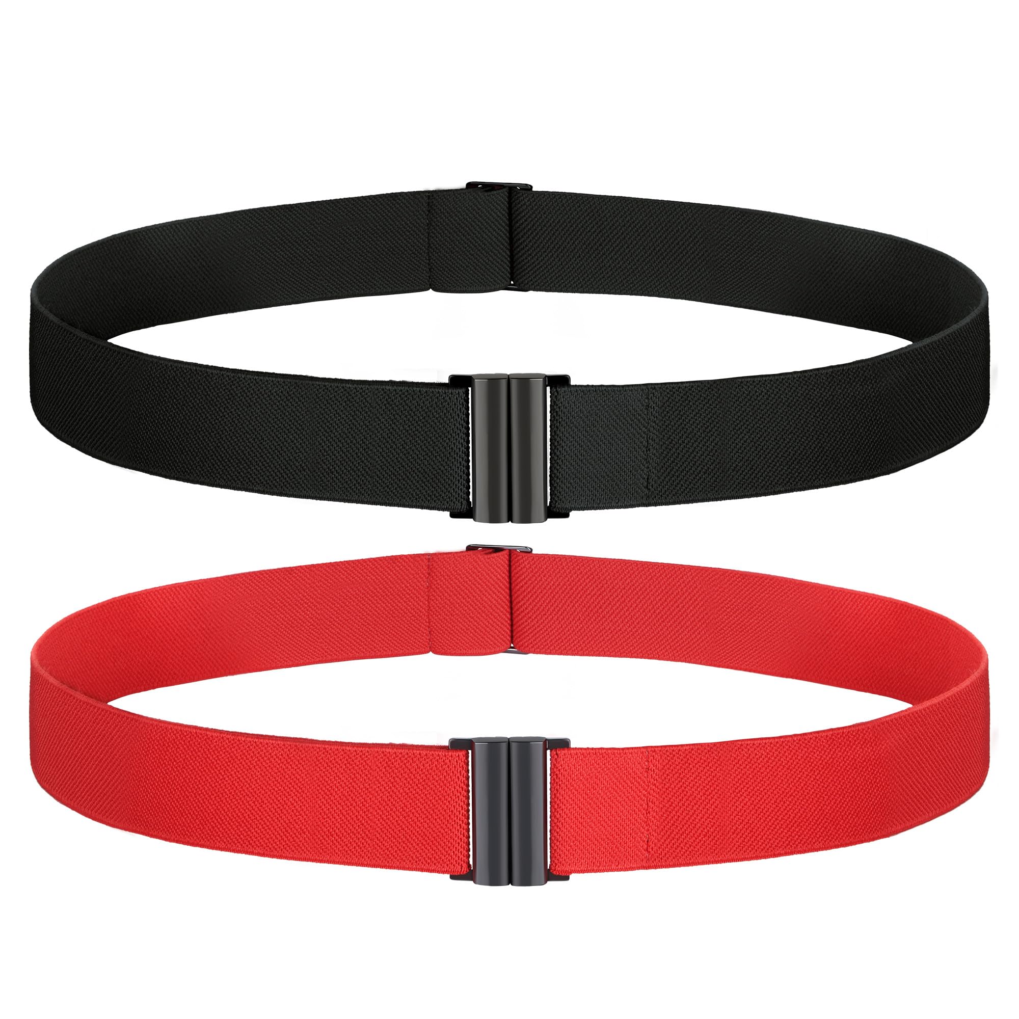 No Show Invisible Belt for Women/Men Elastic Web Strap Waist Stretch Belt with Flat Buckle for Jeans Pants Dresses